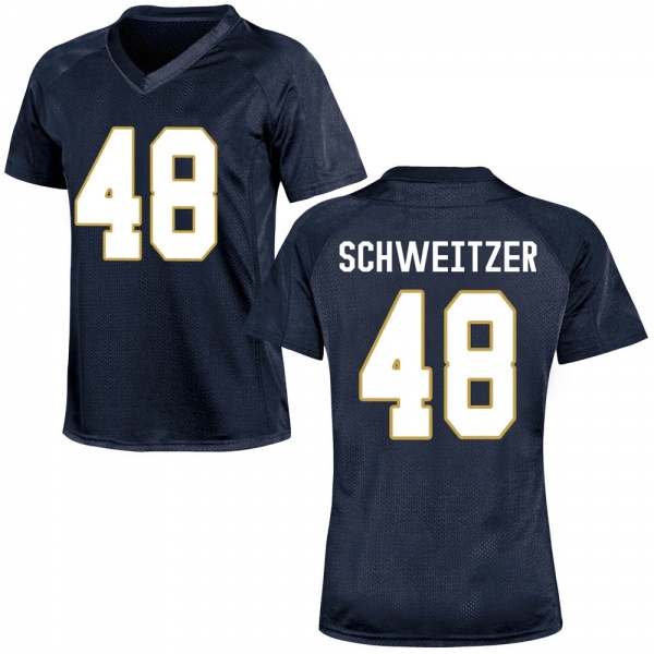 Will Schweitzer Notre Dame Fighting Irish NCAA Women's #48 Navy Blue Replica College Stitched Football Jersey ELP2755FF